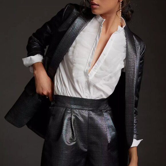 Anthropologie - Plus Size Texture Metallic Blazer and short - Picture 1 of 9